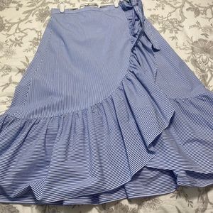 JCREW striped wrap skirt